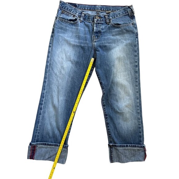 Abercrombie and Fitch jeans women's 8 blue roll over button fly cropped - Picture 6 of 8